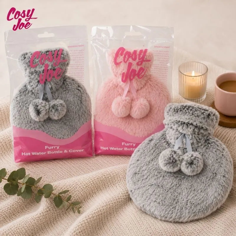 Round Fluffy Hot Water Bottle 1 L
