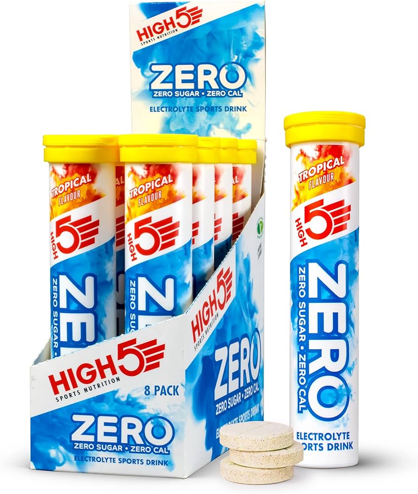 HIGH 5 ZERO SALTS TUBE Tropical Flavour Electrolyte Drink - 8 Pack Box