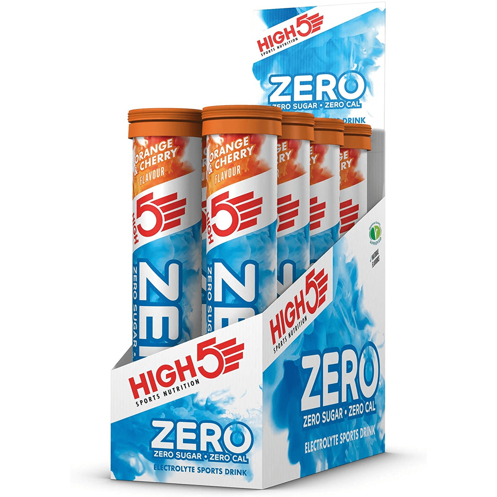 HIGH 5 ZERO SALTS TUBE Orange & Cherry Electrolyte Drink - 8 Pack Box