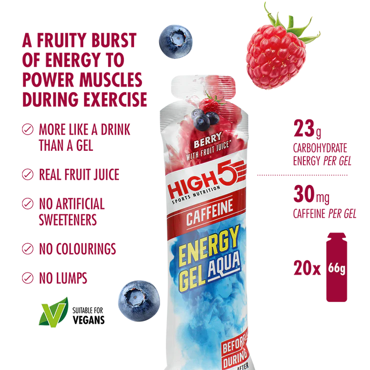 High 5 Aqua Energy Caffeine Gel 20 Pack Box - Berry