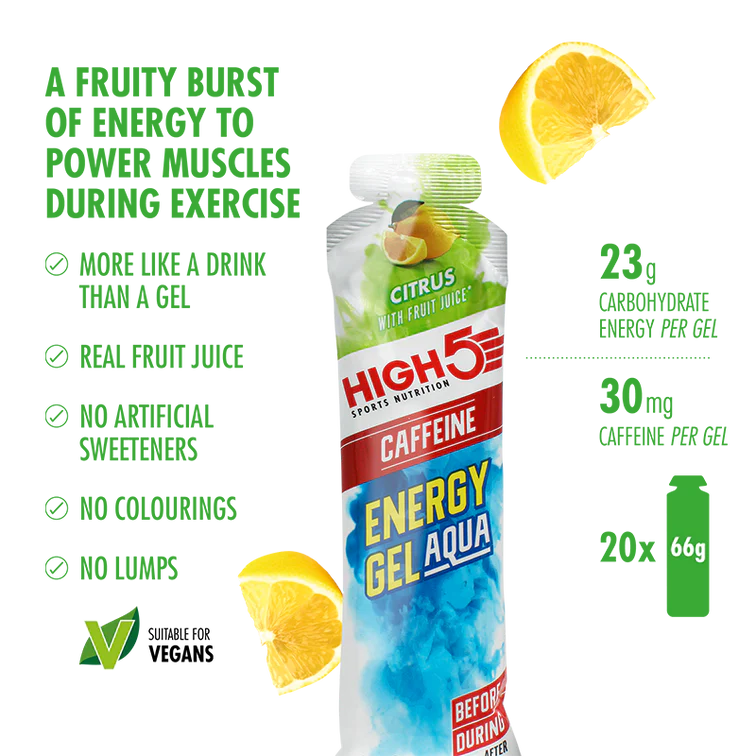 High 5 Aqua Energy Caffeine Gel 20 Pack Box - Citrus