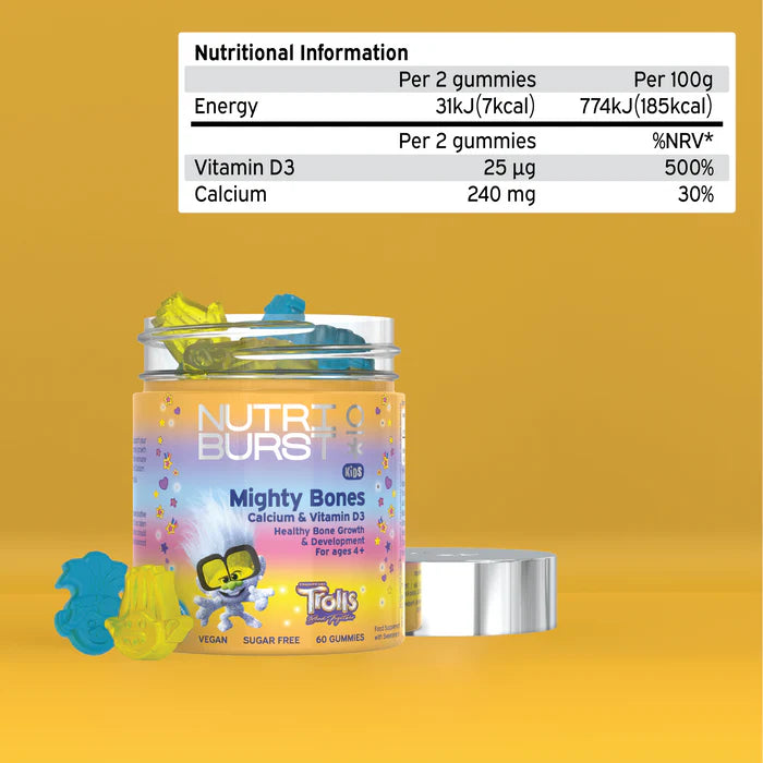 Mighty Bones Calcium & Vitamin D3 Kids Multivitamin 60 Vitamin Gummies