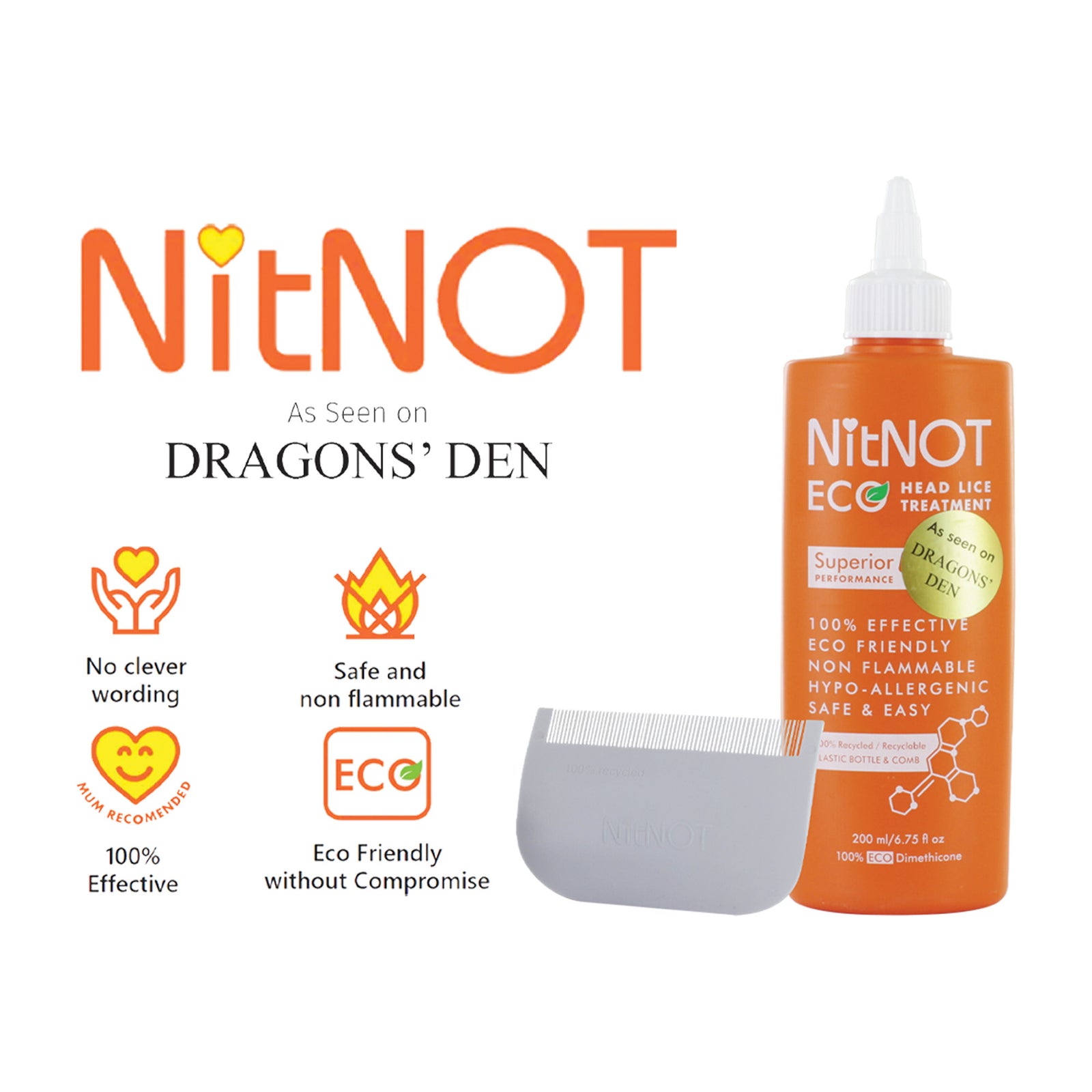 NitNot Eco Headlice Treatment With Comb
