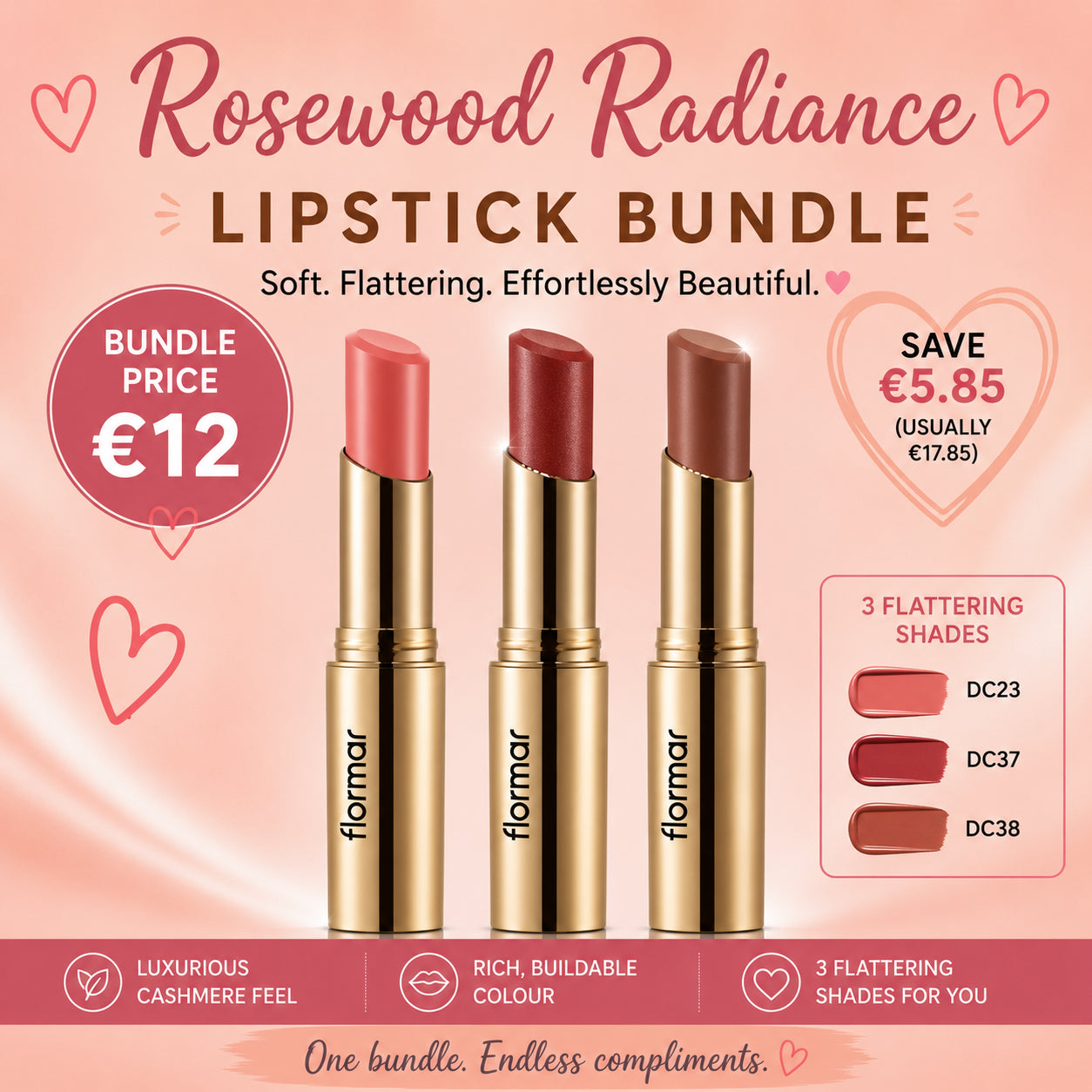 Rosewood Radiance | Deluxe Cashmere 3 Lipstick Bundle Offer