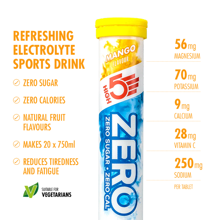 HIGH 5 ZERO SALTS TUBE MANGO Electrolyte Drink - 8 Pack Box