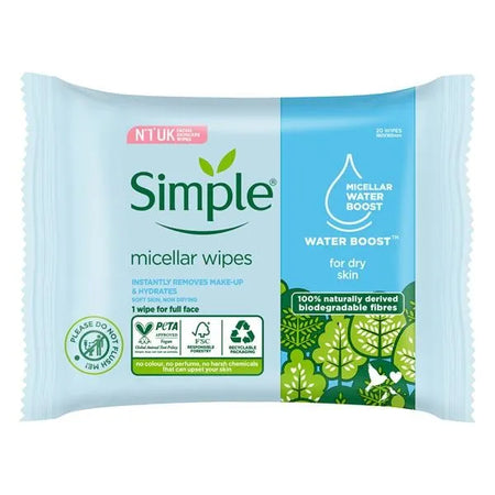 Micellar Water Boost Make-Up Wipes 20 Pack