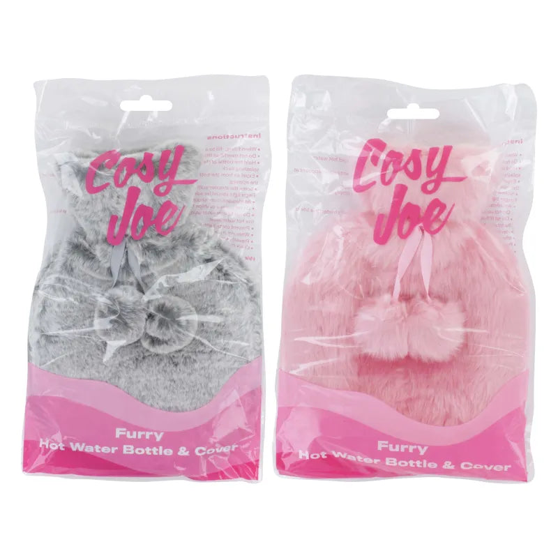 Round Fluffy Hot Water Bottle 1 L