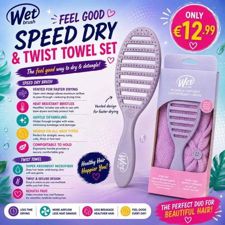 Feel Good Speed Dry Hair Brush & Towel Set