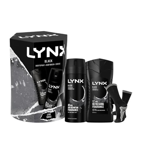 Lynx Black 3 Piece Sock Set