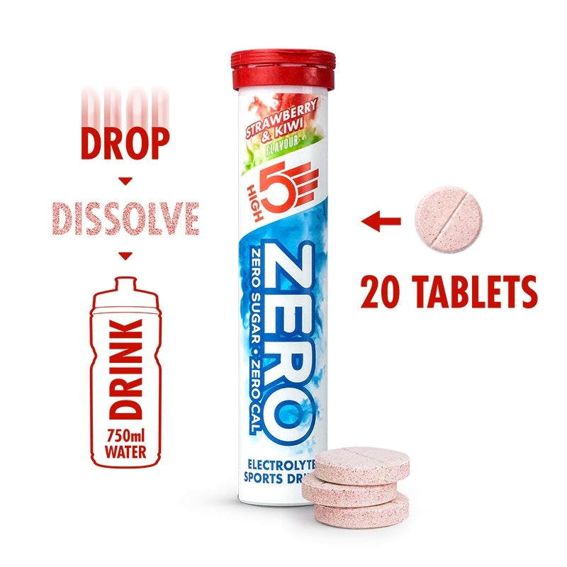 HIGH 5 ZERO SALTS TUBE Strawberry & Kiwi Electrolyte Drink - 8 Pack Box