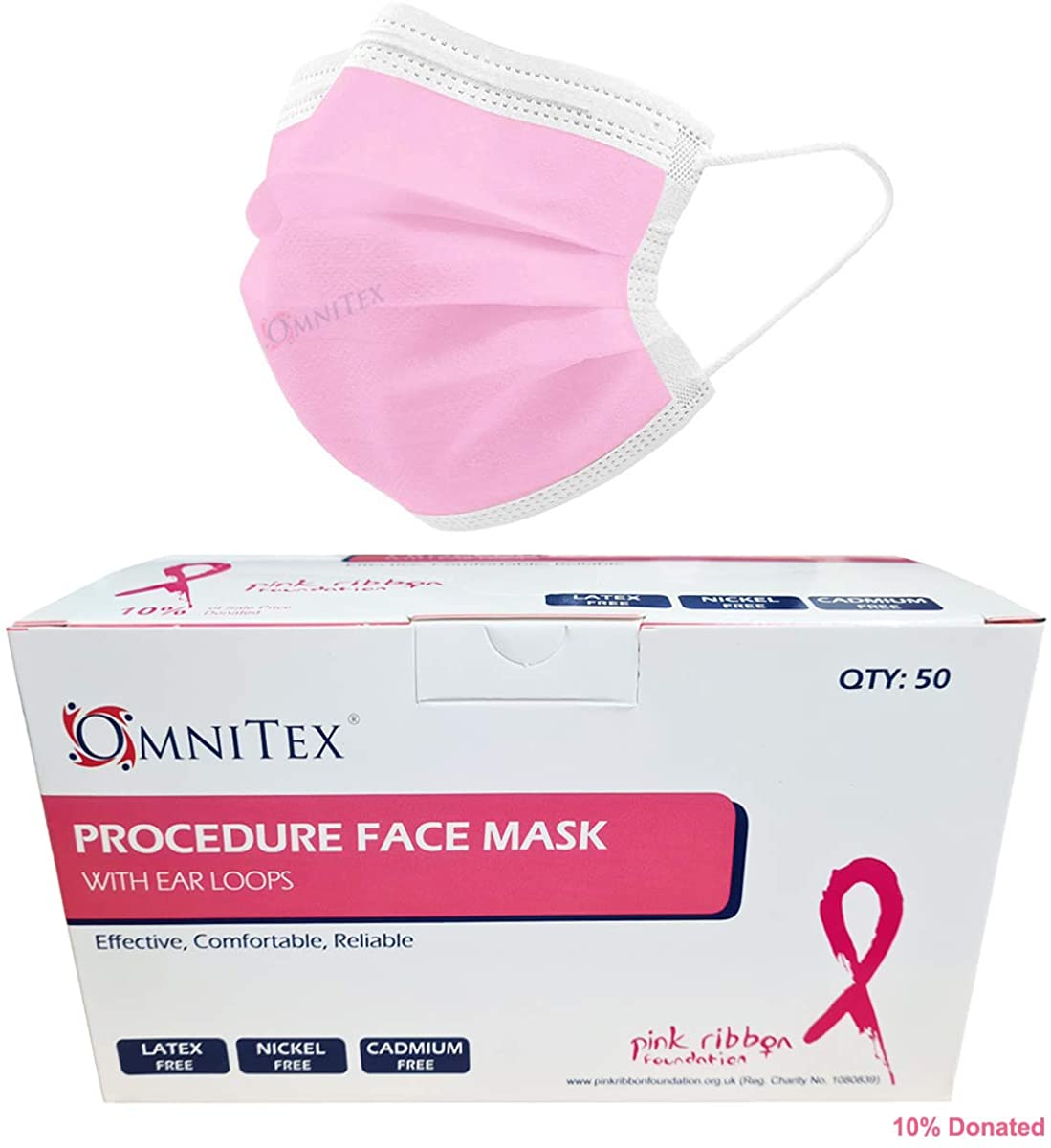 Disposable Protective Face Masks 50 Piece - Pink